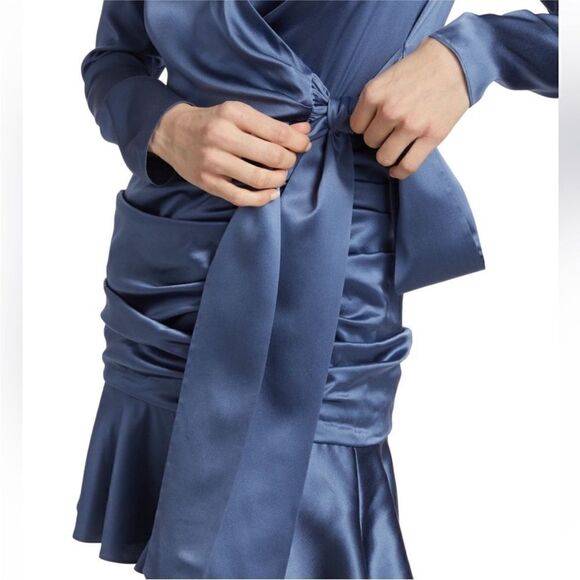 Veronica Beard - Agatha Steel Blue Silk Mini Dress-H17 - Picture 6 of 12